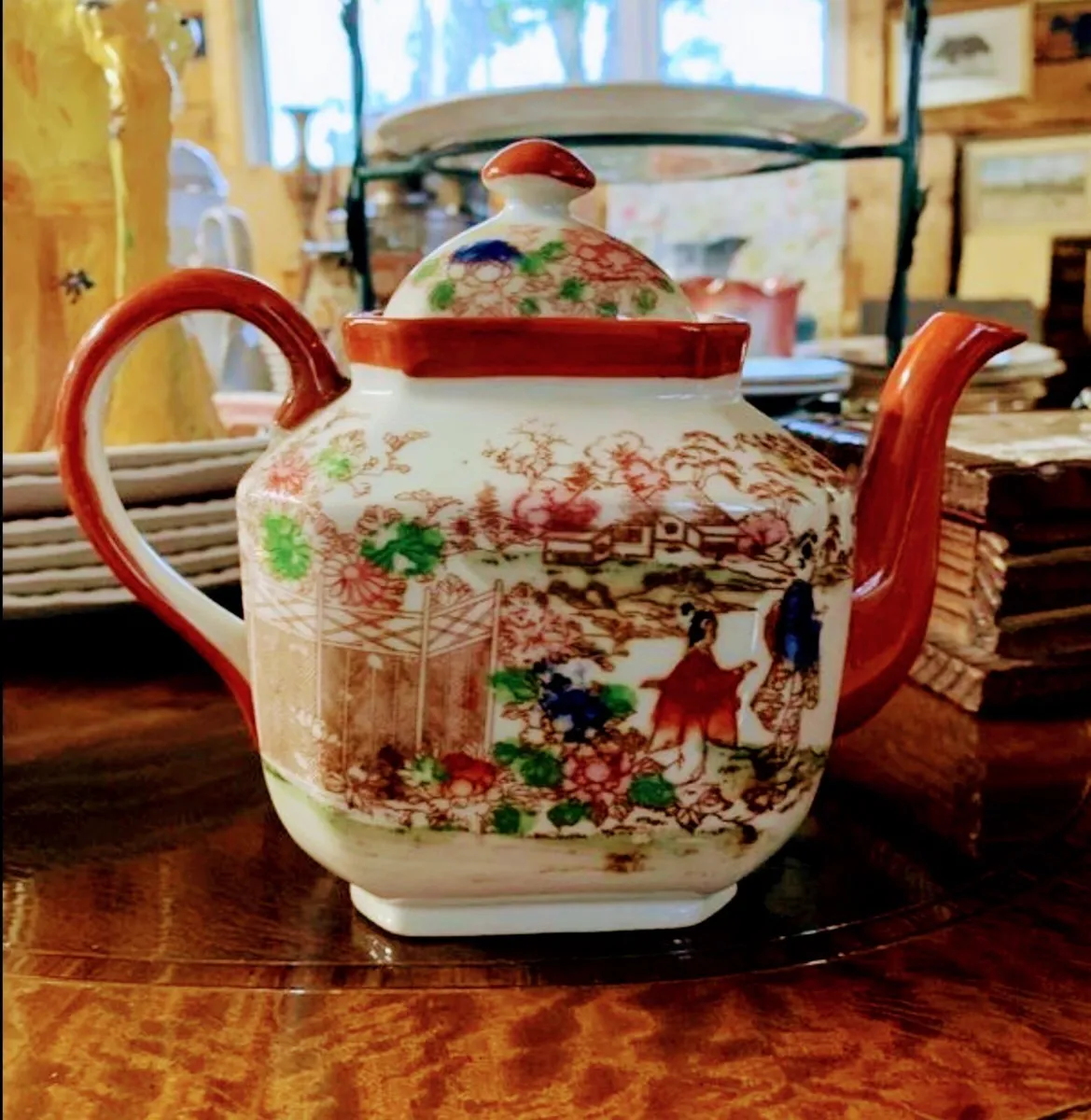 Antique Japanese Kutani oriental teapot - Image 1