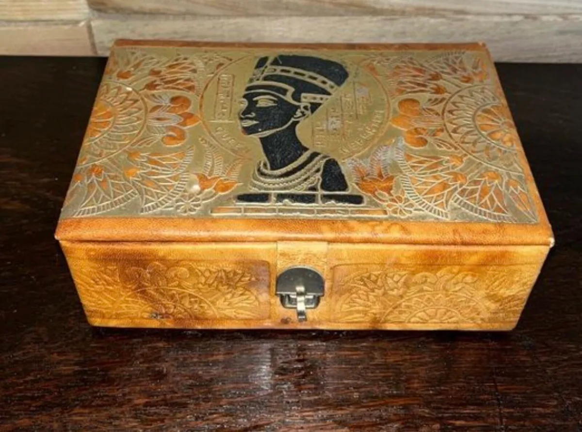 Vintage Jewellery Box - Camel Leather - Image 2