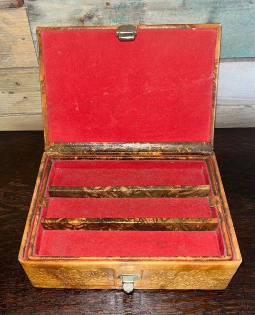 Vintage Jewellery Box - Camel Leather - Image 4