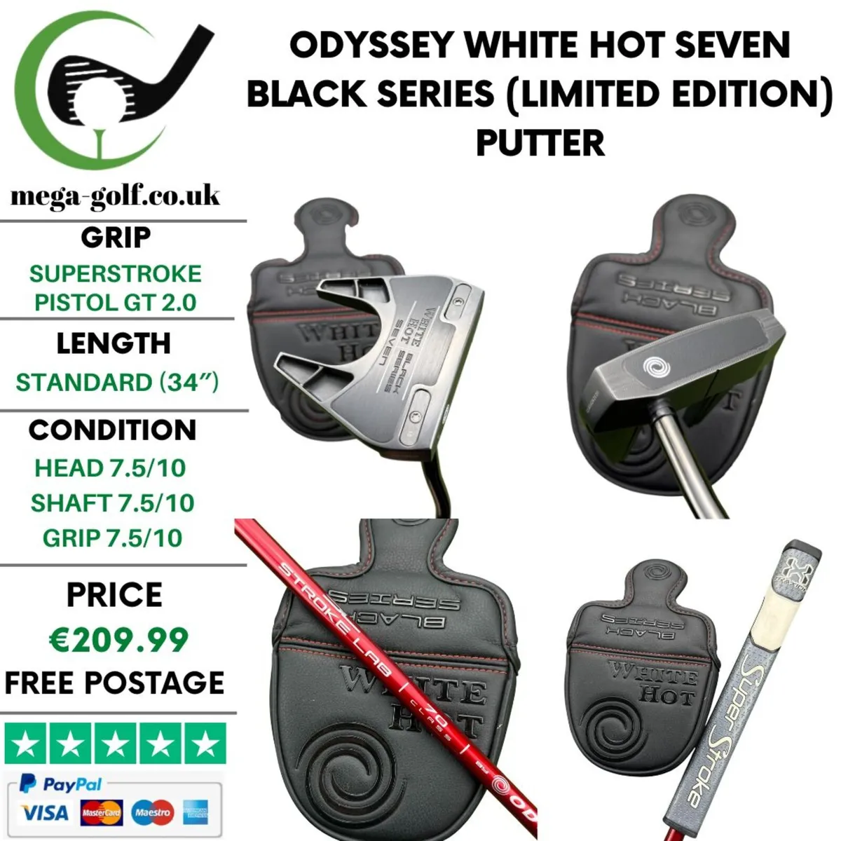 Odyssey White Hot Seven Black Series Putter / 34″ - Image 1