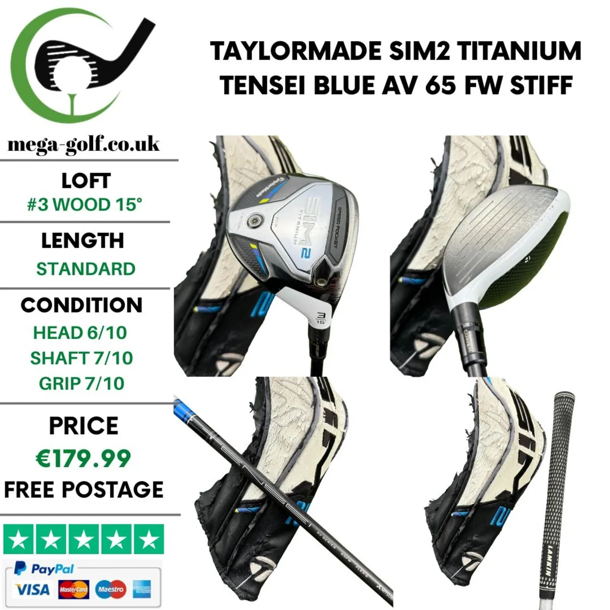 Taylormade Sim2 Titanium #3 Wood 15° / Stiff - Image 1