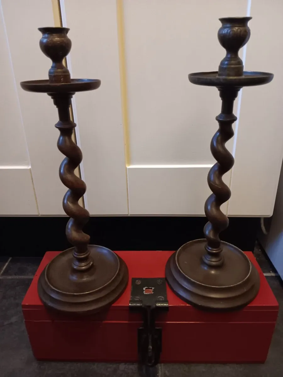 Antique bronze candle holders - Image 1