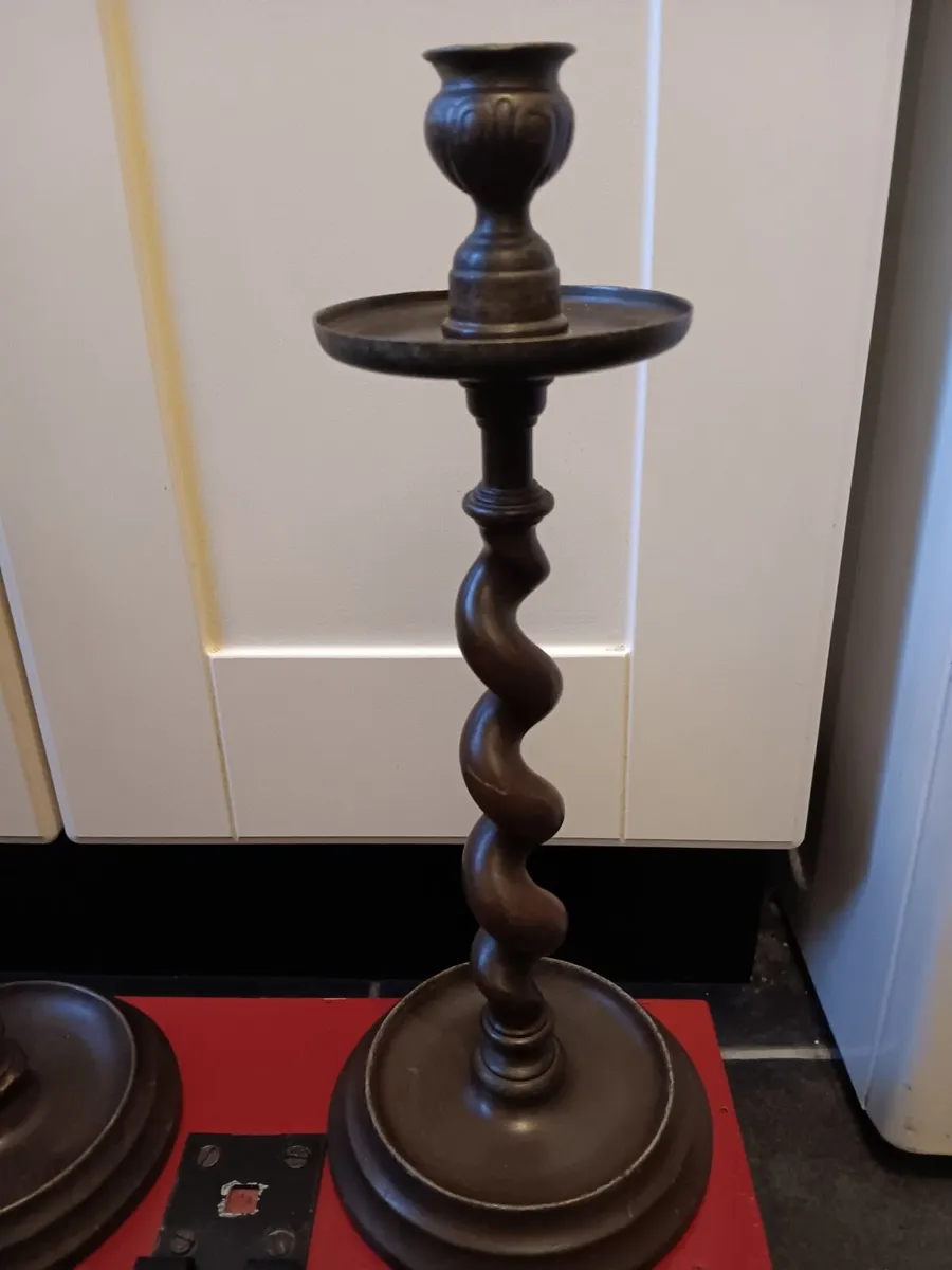 Antique bronze candle holders - Image 2