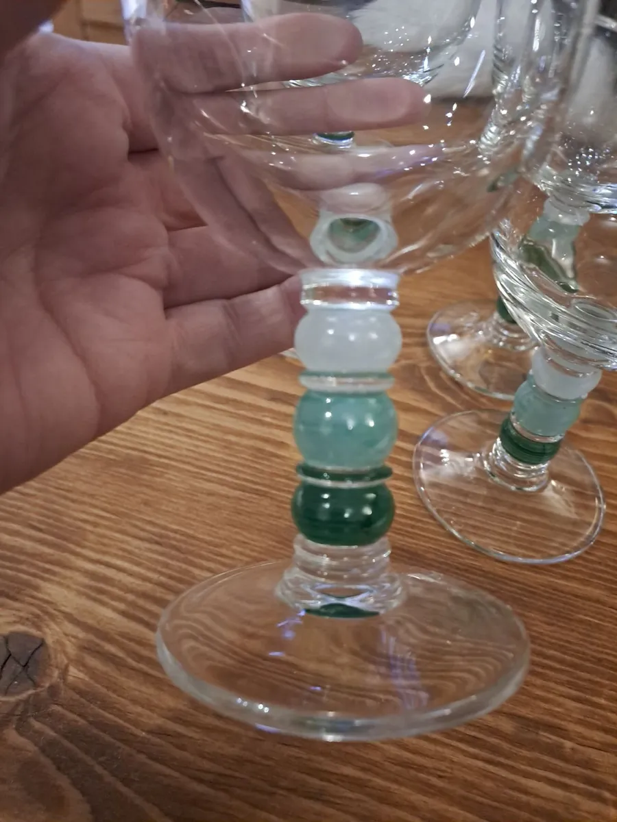 Vintage Art Glass Goblets – Set of 4 - Image 3