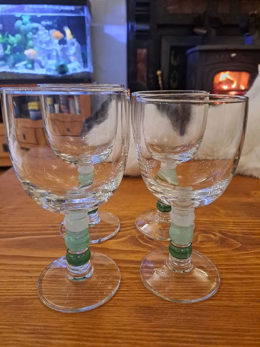 Vintage Art Glass Goblets – Set of 4 - Image 1