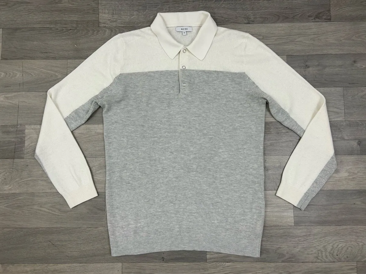 Reiss Ruffano Wool Blend Polo Jumper Mens Medium - Image 1