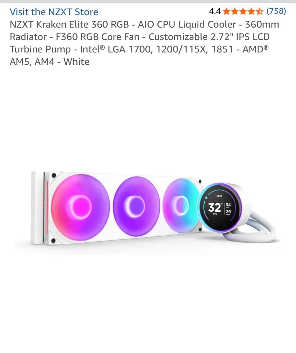 Nzxt kraken elite 360 RGB &3 F360x performance fan - Image 2