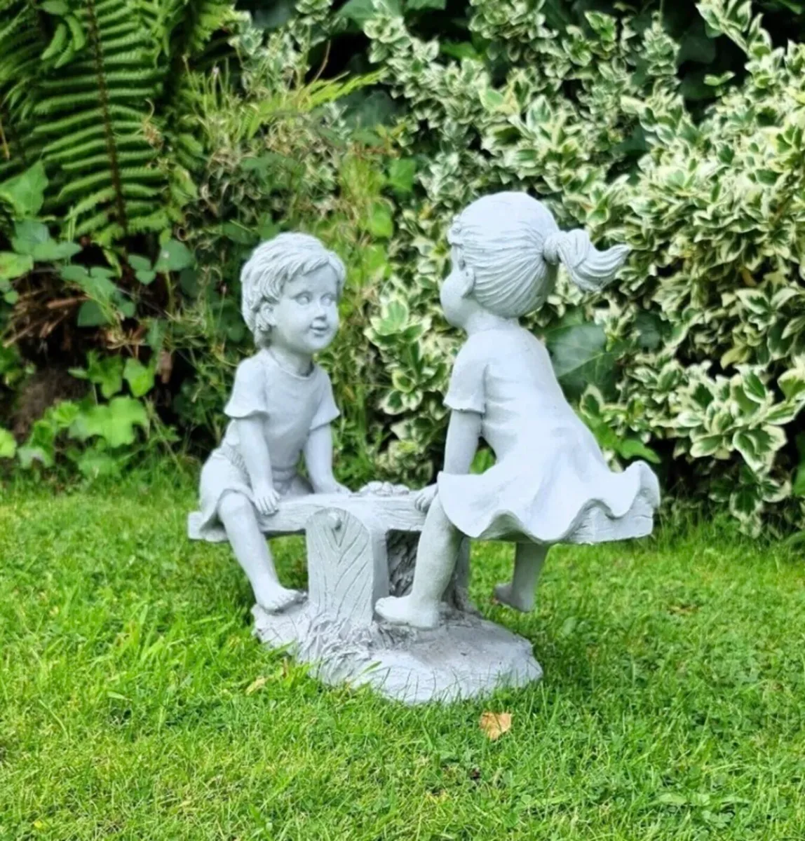 Garden Ornament Boy and Girl Seesaw NEW - Image 2