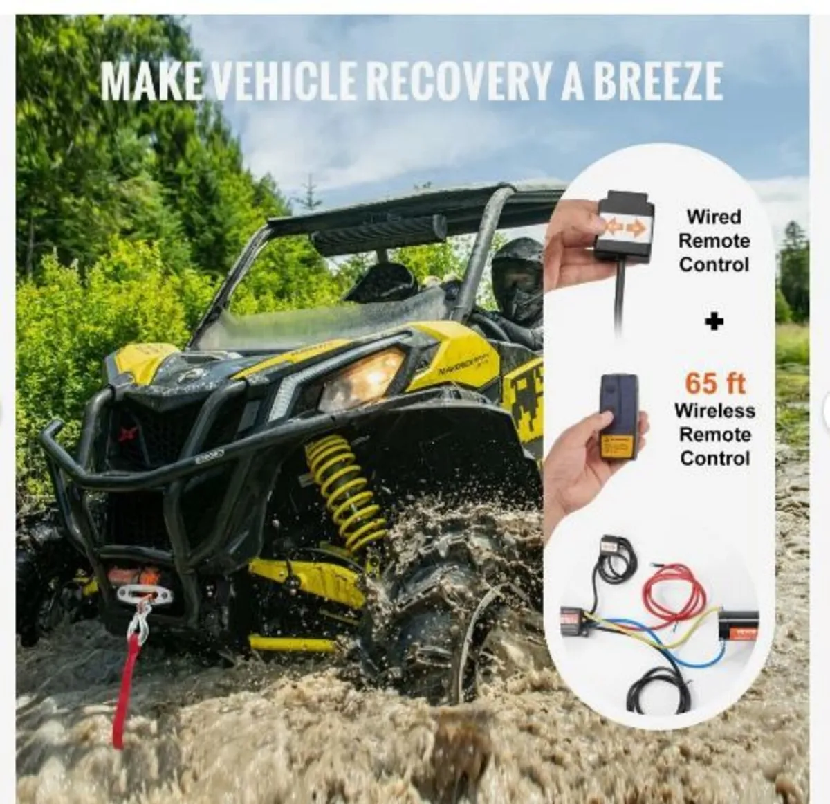 Electric Winch ATV UTV 2041.2 kg - Image 4