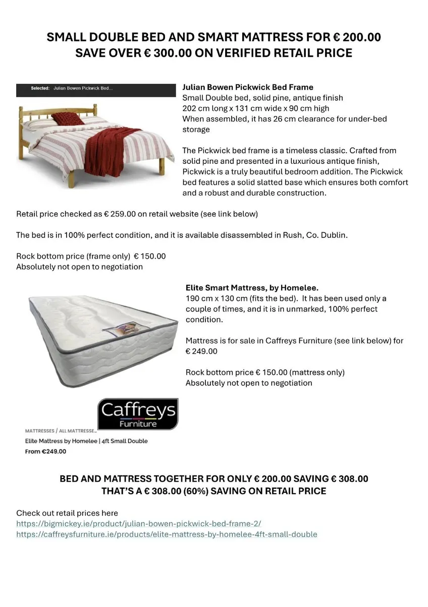 Bed, Small double (4 ft) perfect condition - Image 1