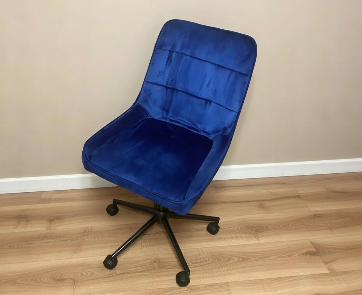 Blue Velvet Office Chair - Image 2