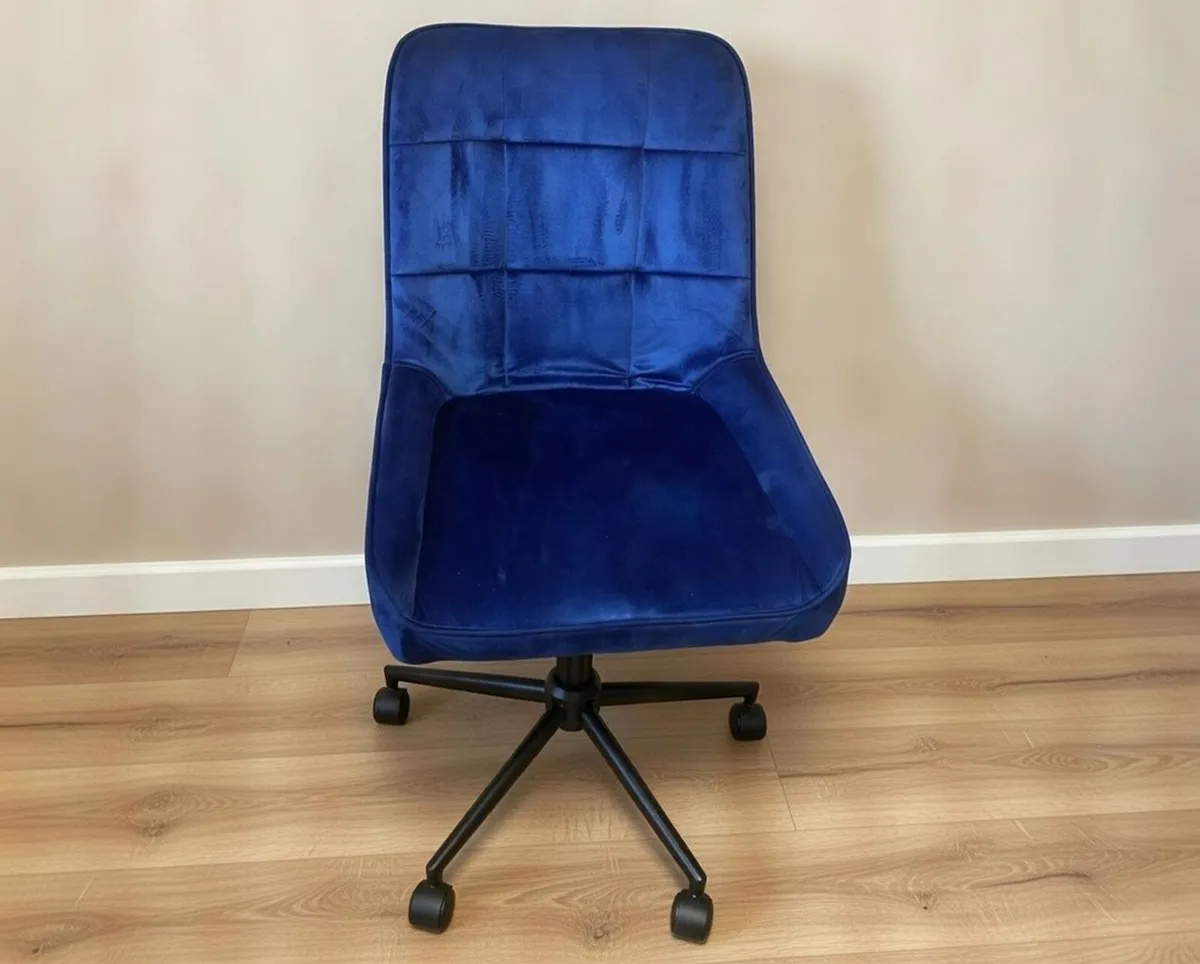 Blue Velvet Office Chair - Image 1