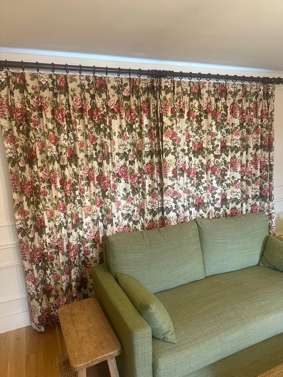 Large Bespoke Floral Curtains fully lined - Image 1