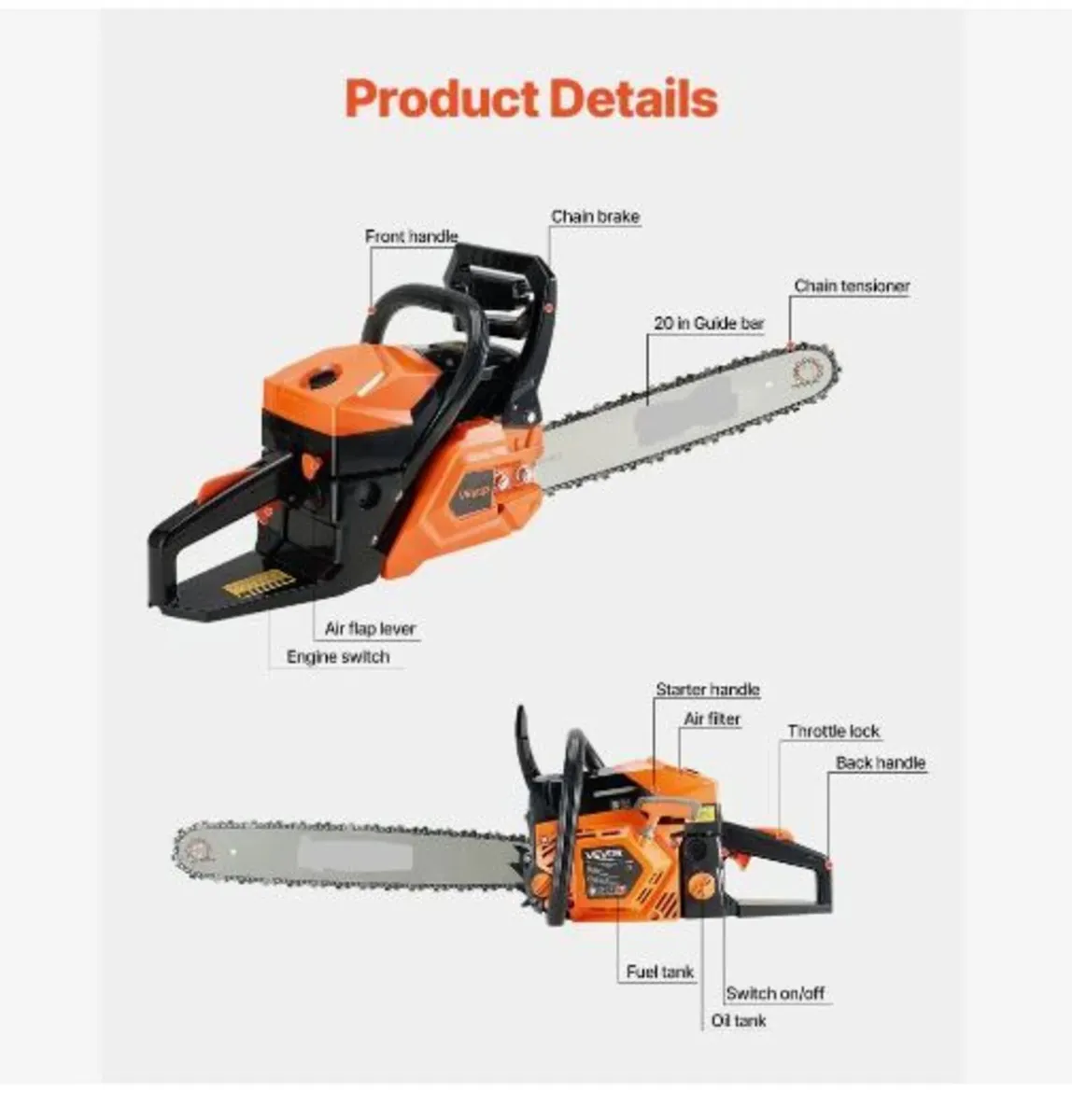 62 cc Gas Chainsaw, 20 inch - Image 4