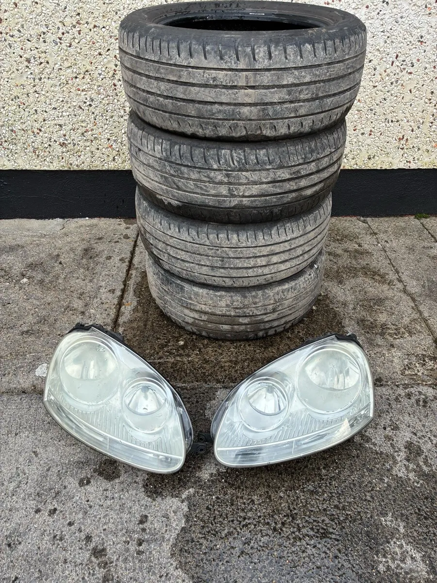 Part worn tyres & two Headlights - Image 1