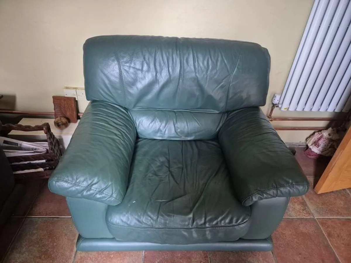 Green Leather Armchair - Image 2