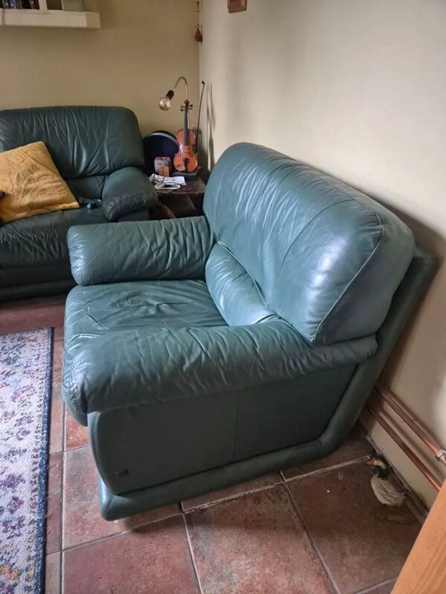 Green Leather Armchair - Image 3