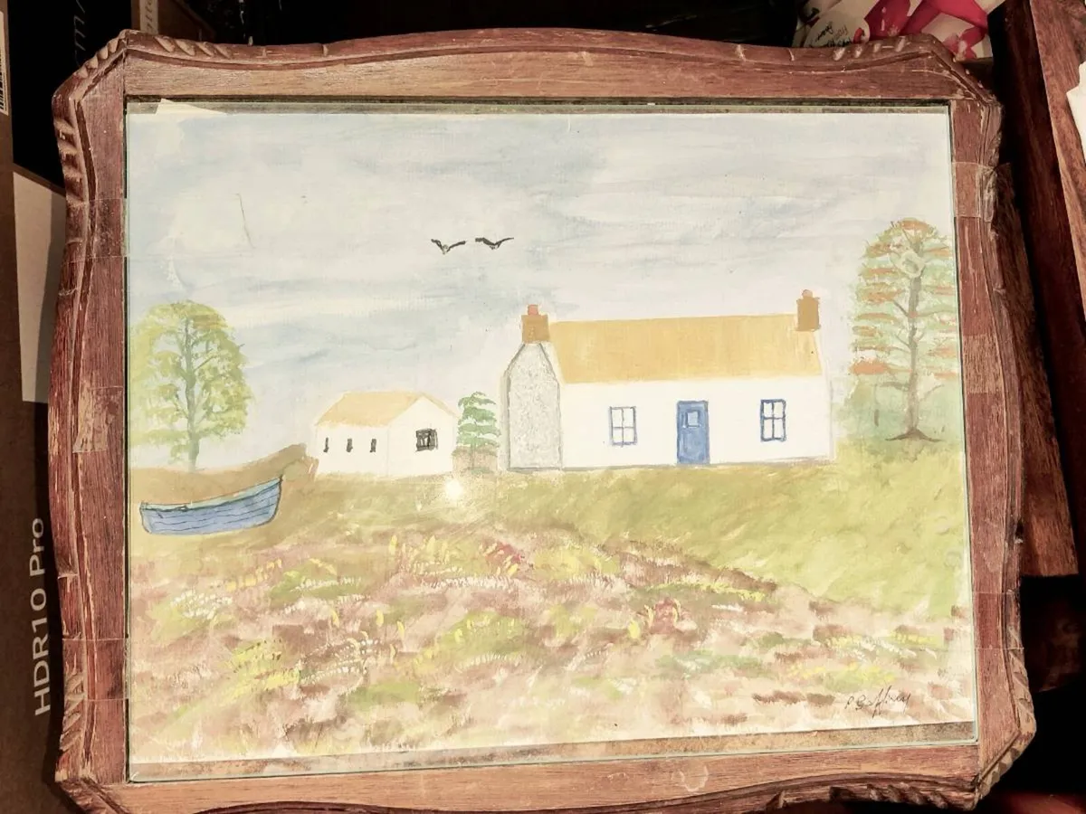 COUNTRY SCENE , Huge Nest Table Signed Table Art ! - Image 1