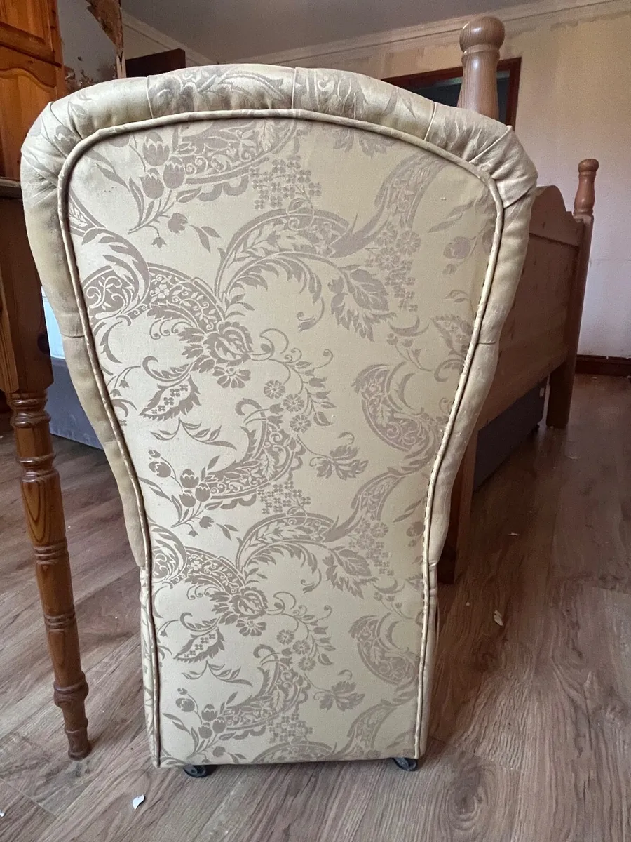 Vintage Tufted Champagne Vanity Chair - Image 2