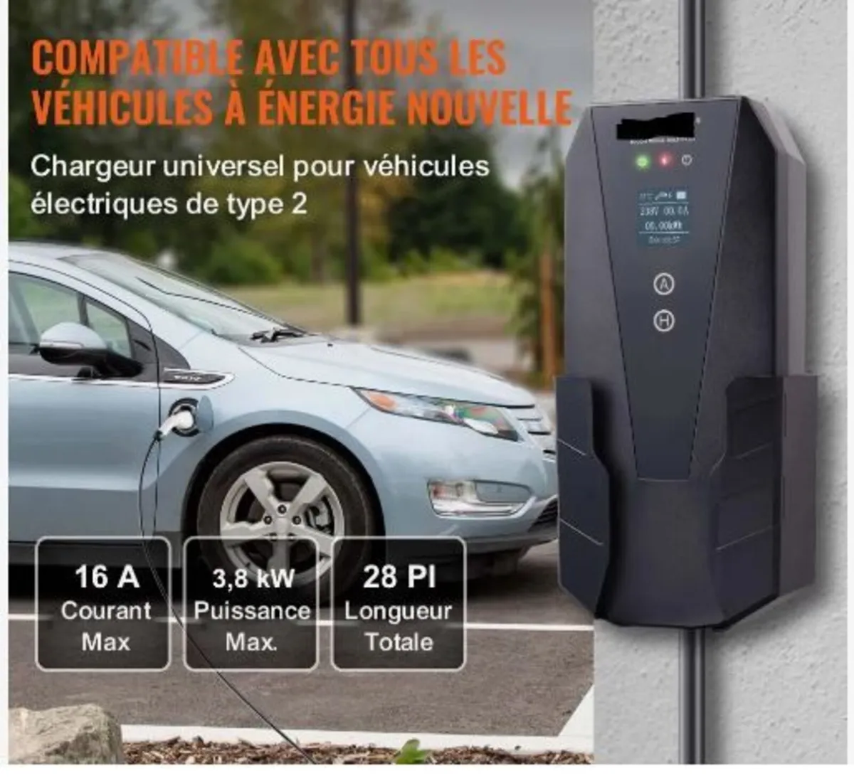 Portable EV Charger Type 2, 16A 3.7 kW, Electric V - Image 3