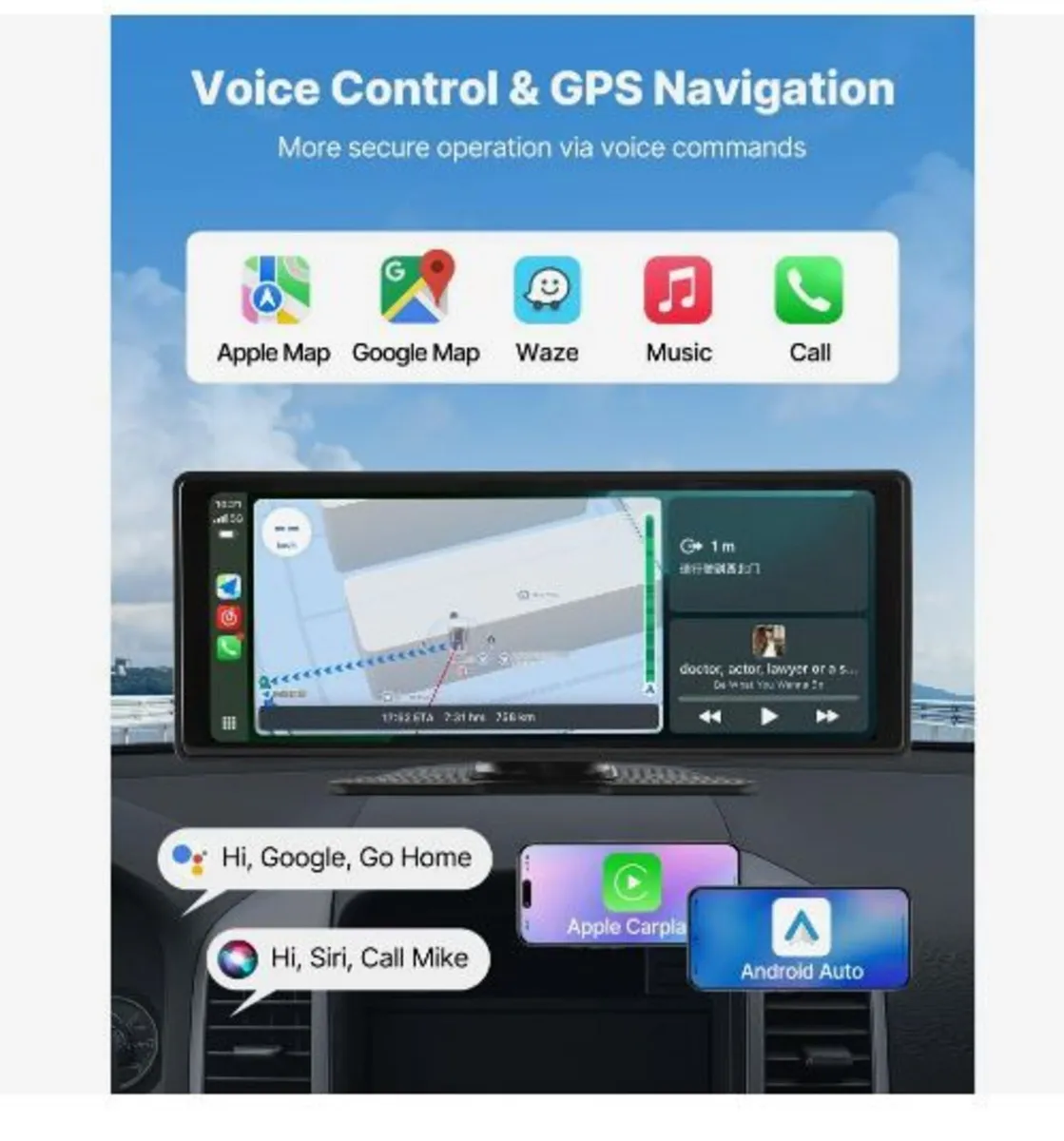 Wireless Car Stereo, 254 mm HD Portable Radio - Image 4