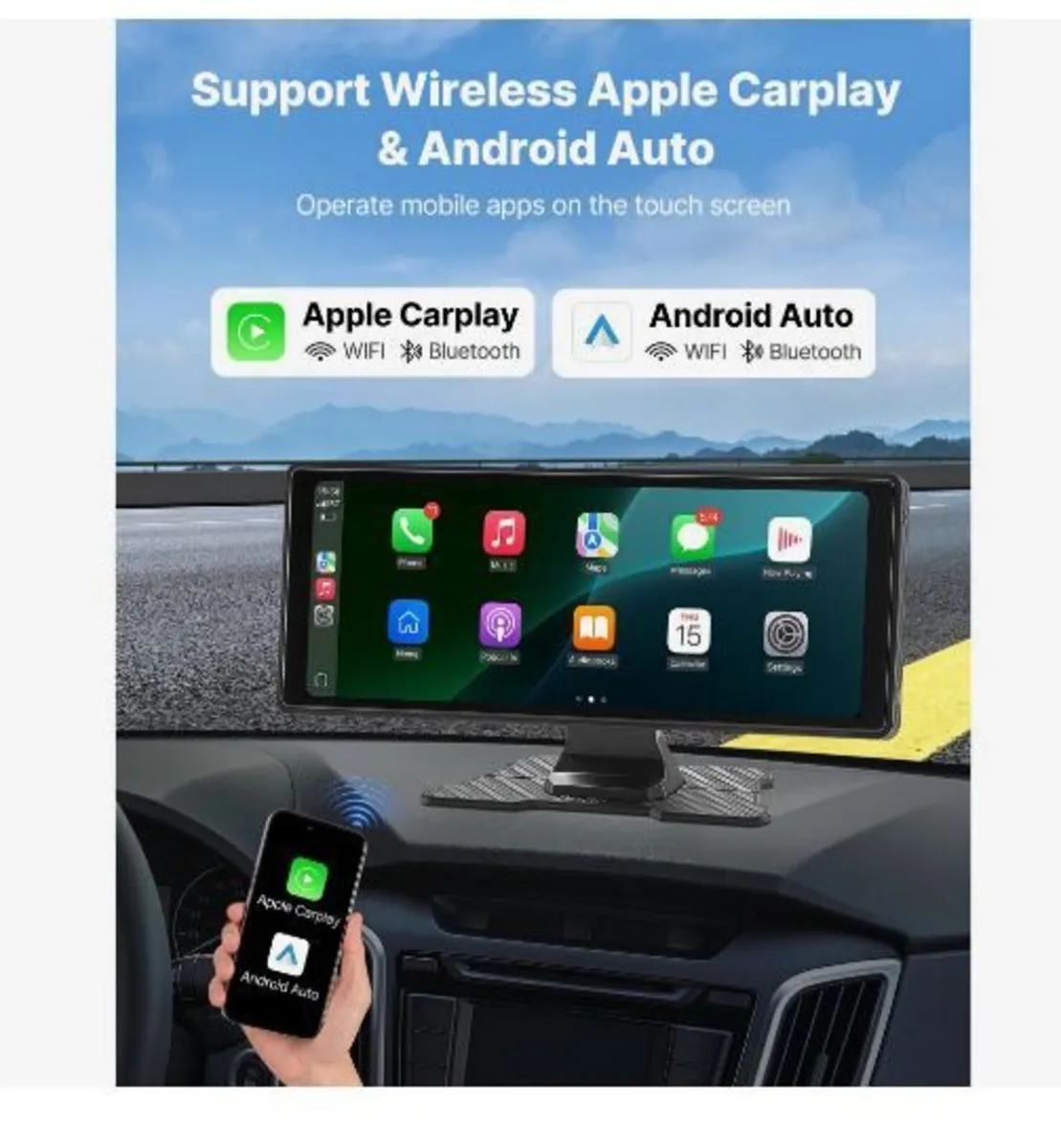 Wireless Car Stereo, 254 mm HD Portable Radio - Image 3