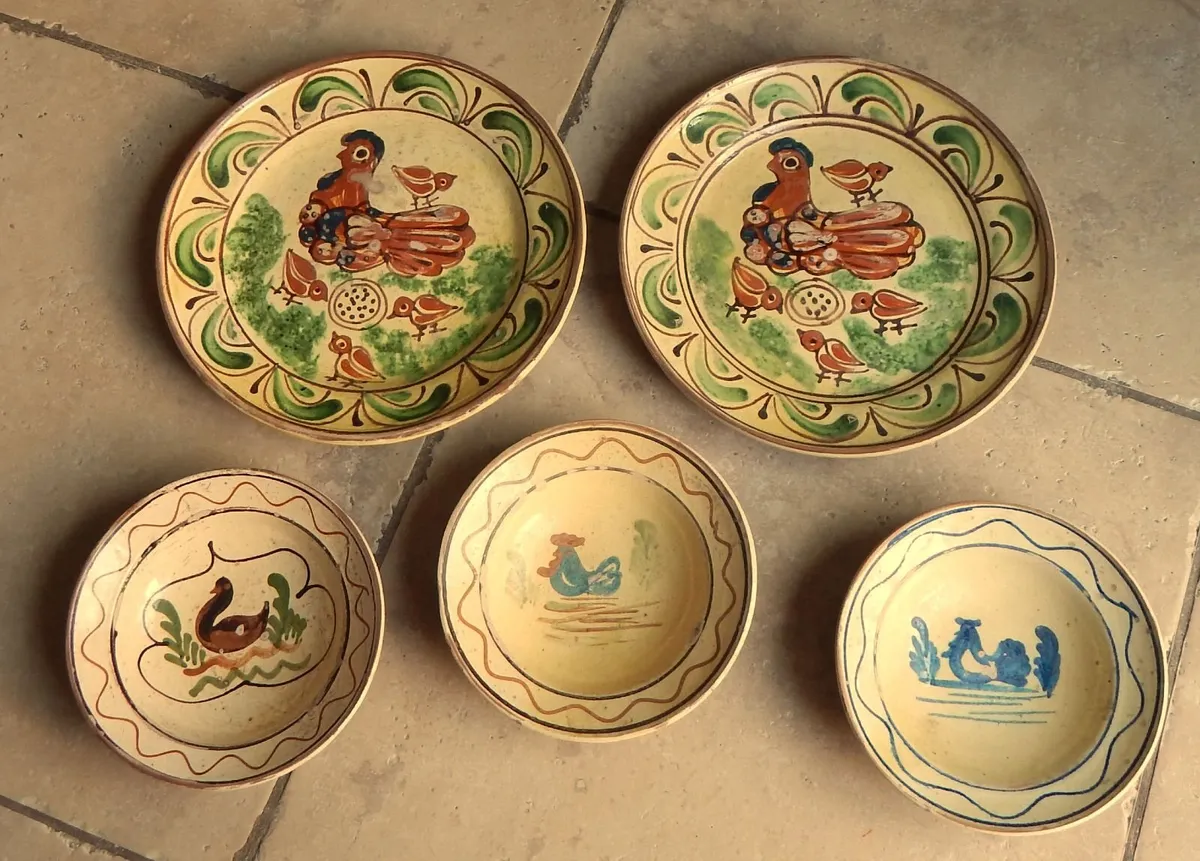 Rustic French Vintage Pottery Charger Plates - Image 1