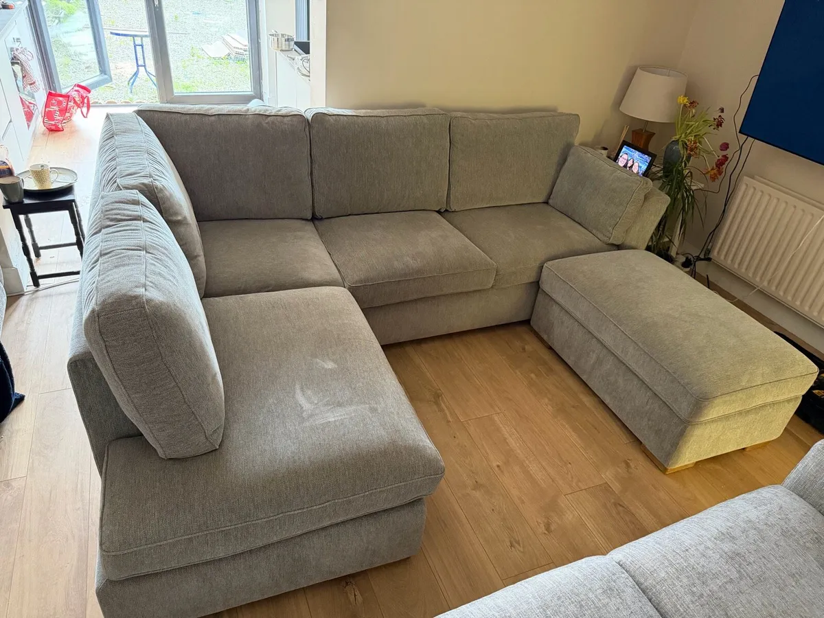 L-shaped Couch and Footstool - Image 1