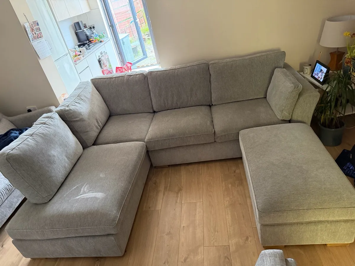 L-shaped Couch and Footstool - Image 4