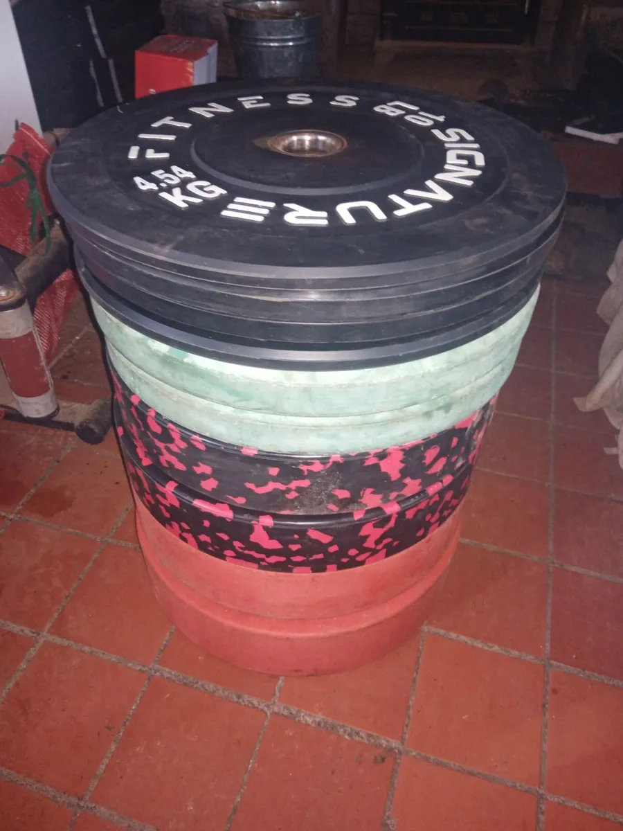 Olympic bumper plates set 295kg, bench, BBs etc - Image 1