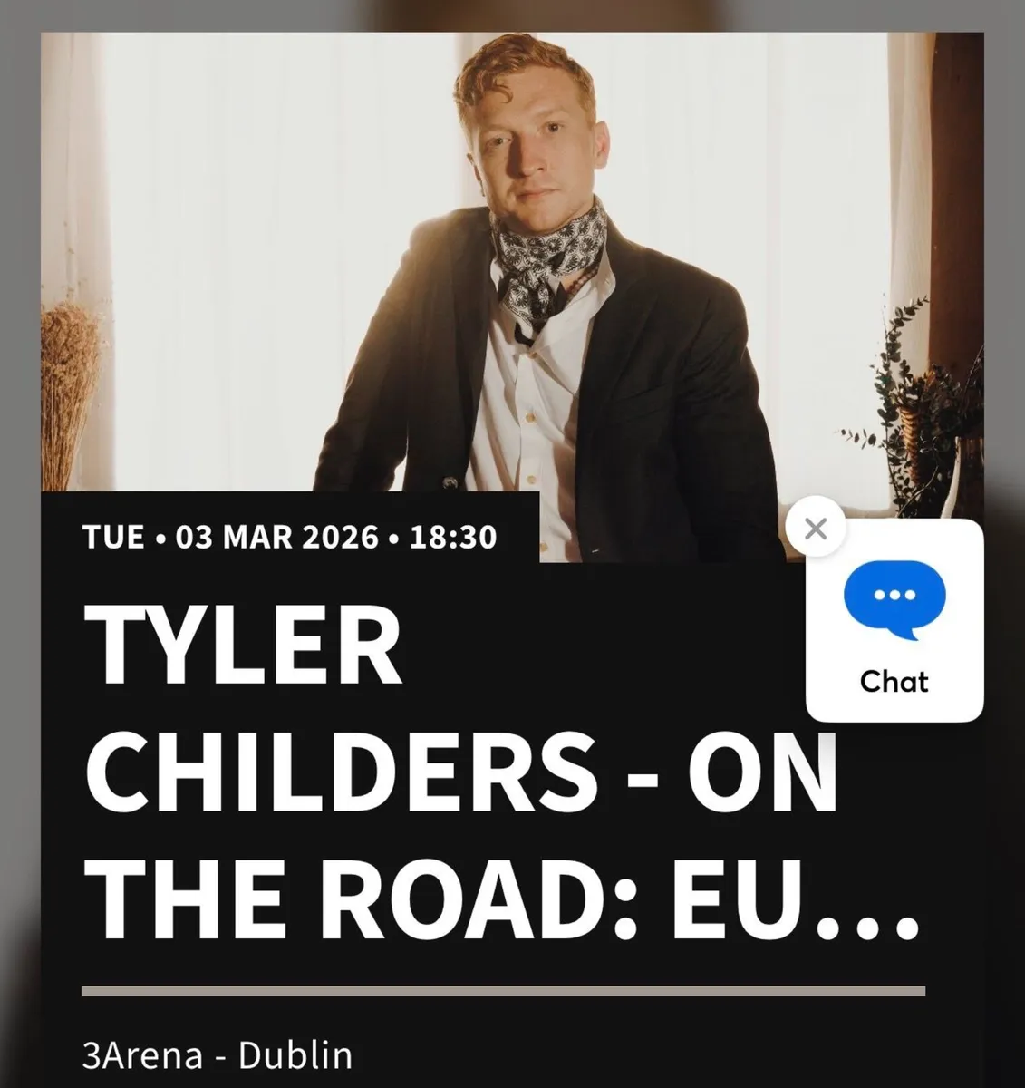 1 Standing Ticket for Tyler Childers 3Arena €60