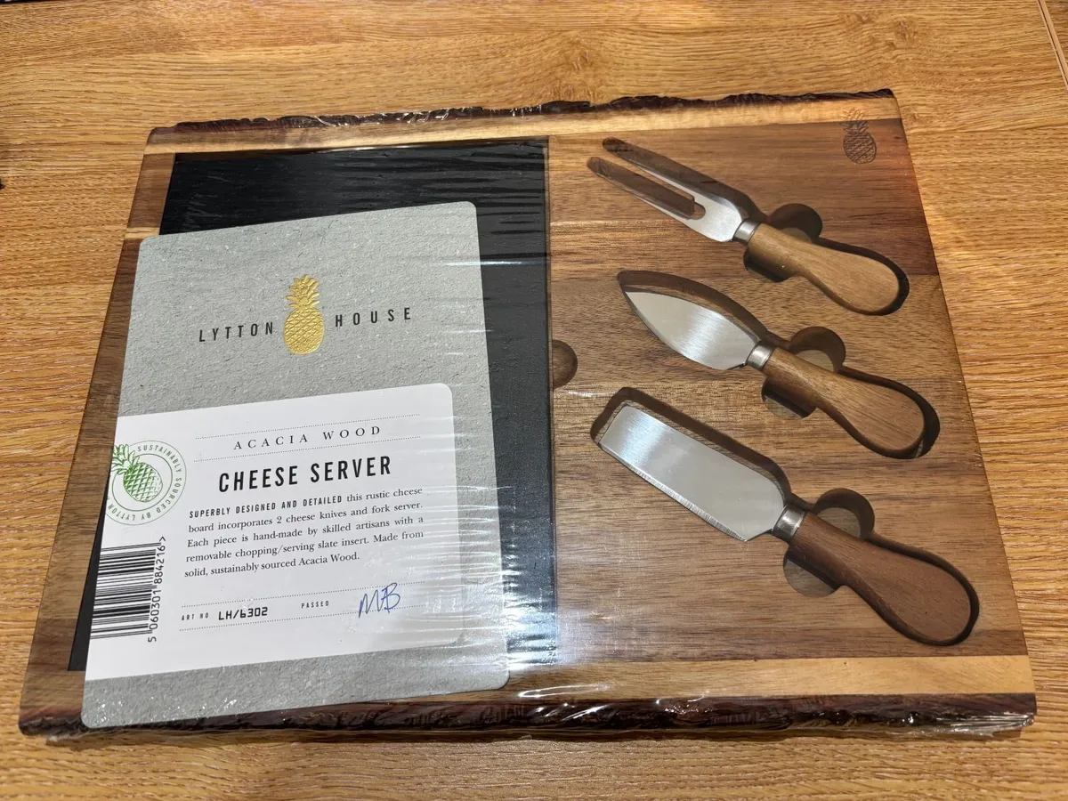 Acacia Wood CHEESE BOARD & SLATE (unopened) - Image 3