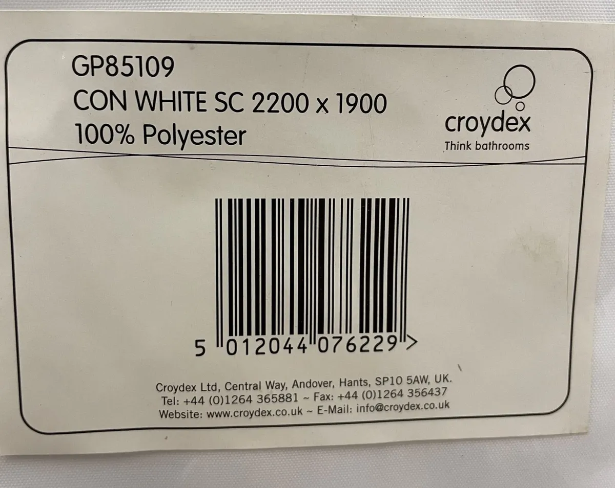 NEW Croydex Large White Shower Curtain with hooks - Image 2
