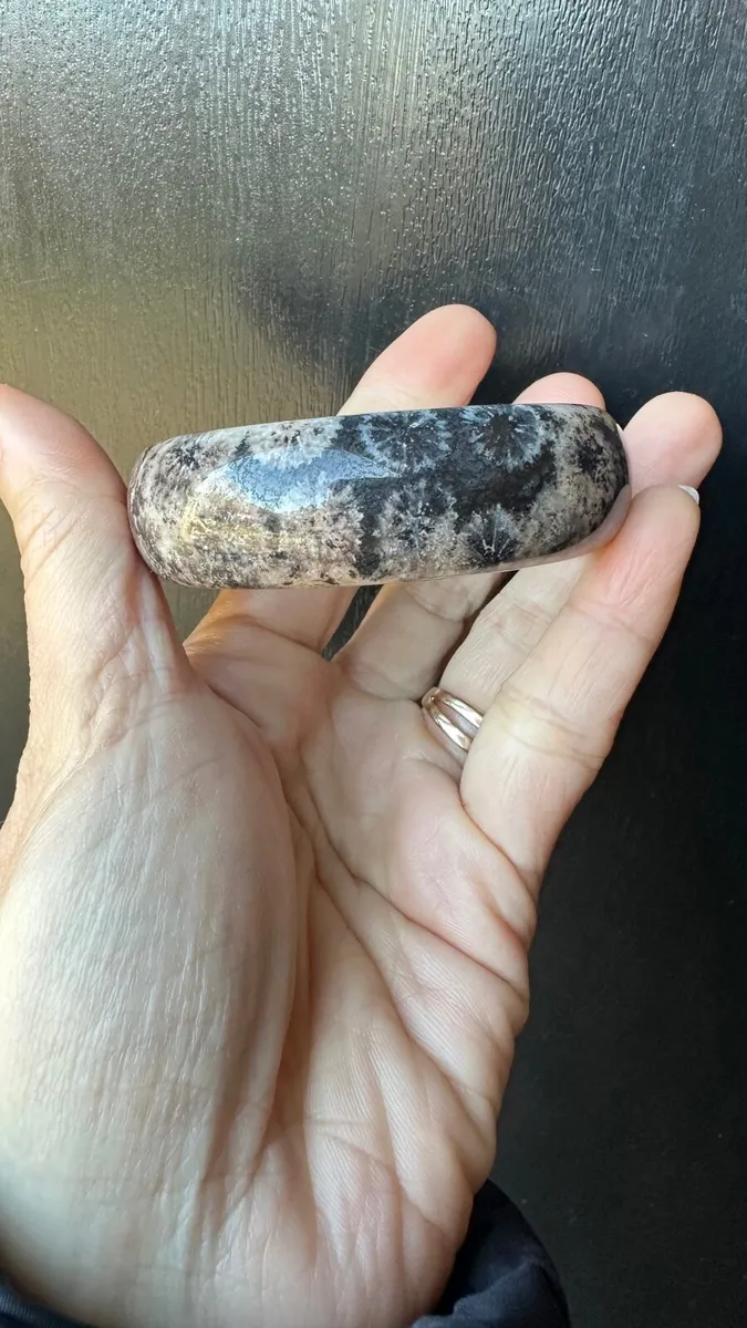 Natural fossil coral jade bangle 56mm - Image 3