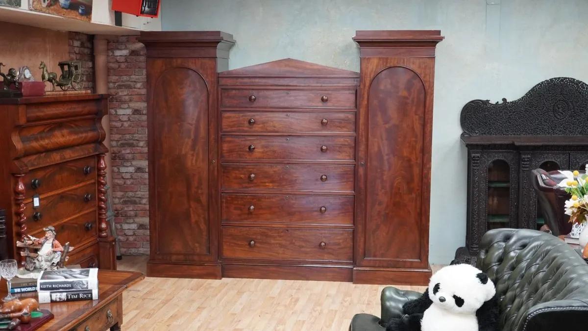 William IV Solid Mahogany Compactum Wardrobe - Image 1