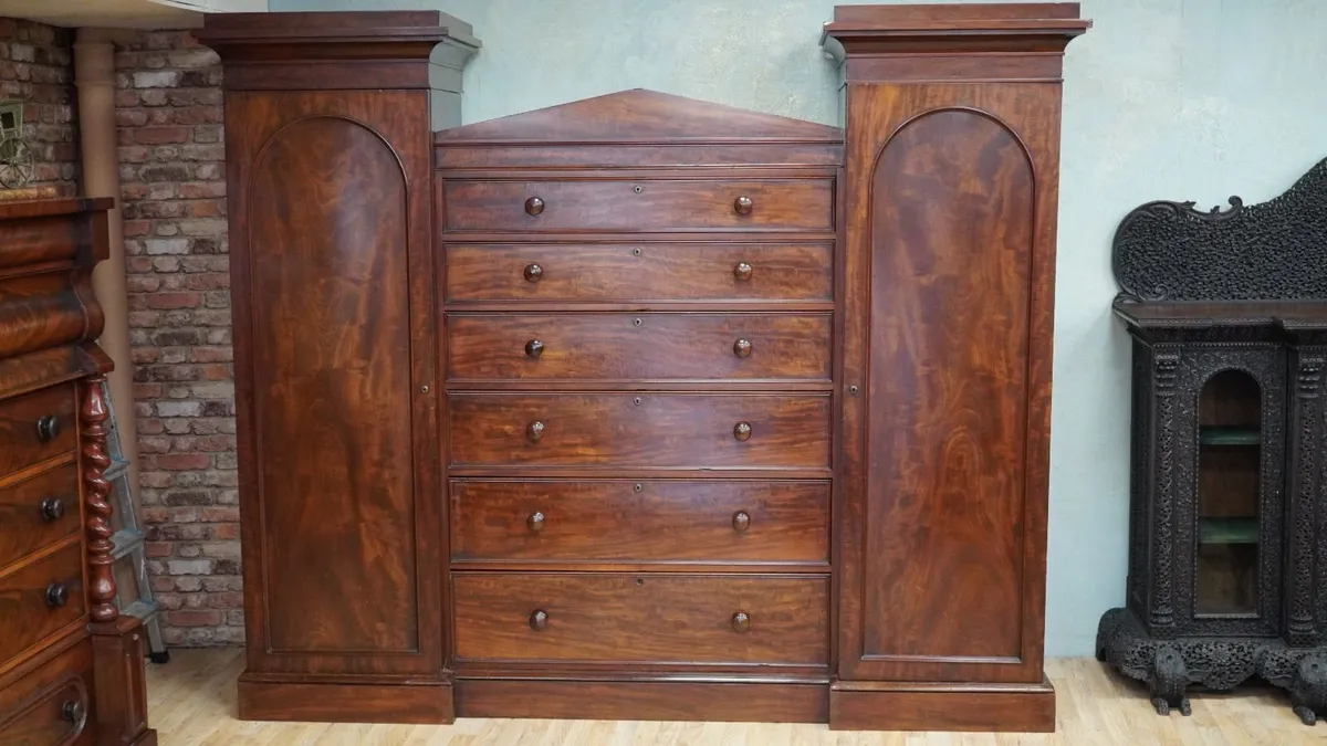 William IV Solid Mahogany Compactum Wardrobe - Image 2