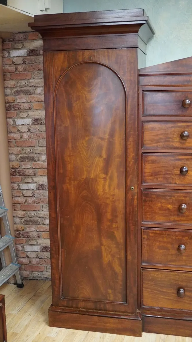 William IV Solid Mahogany Compactum Wardrobe - Image 3