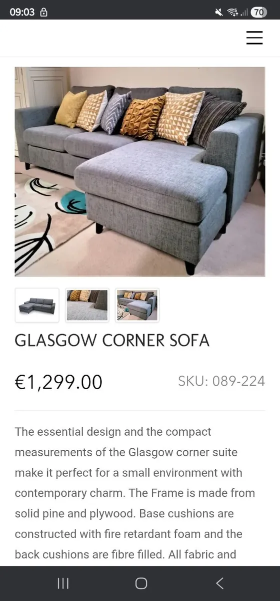 Glasgow Corner Sofa – Reversible Chaise - Image 2