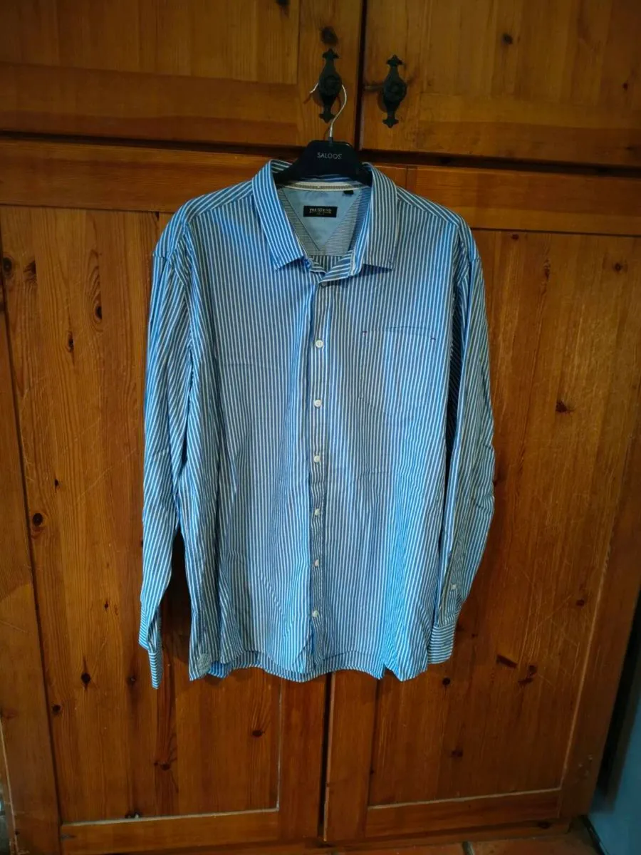 Man's plus size Pre End Blue and white stripe shir - Image 2