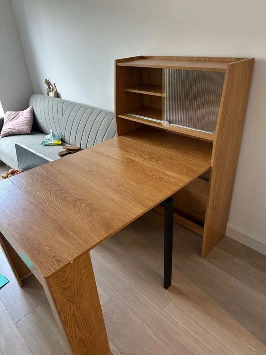 Extendable Dining Table, Natural, Rustic Style With Sideboard - Image 1