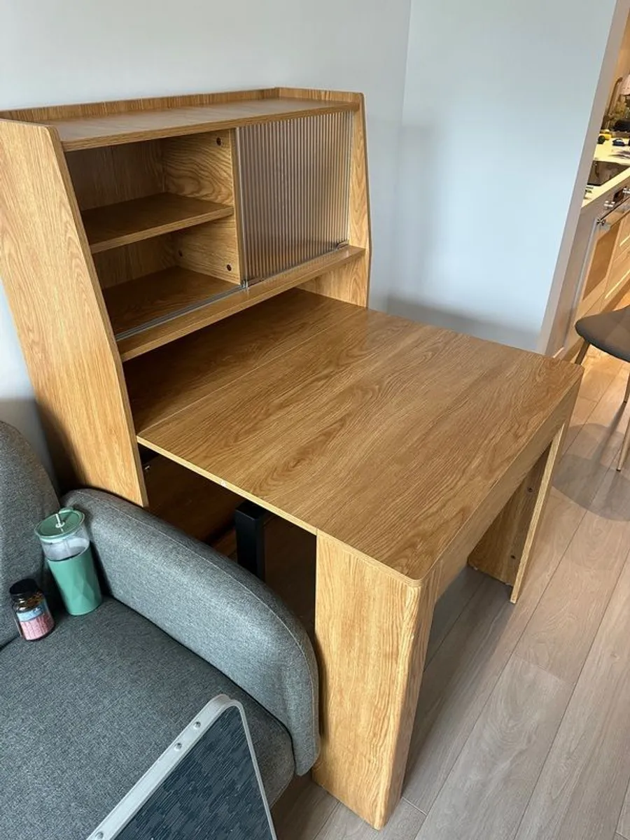 Extendable Dining Table, Natural, Rustic Style With Sideboard - Image 2