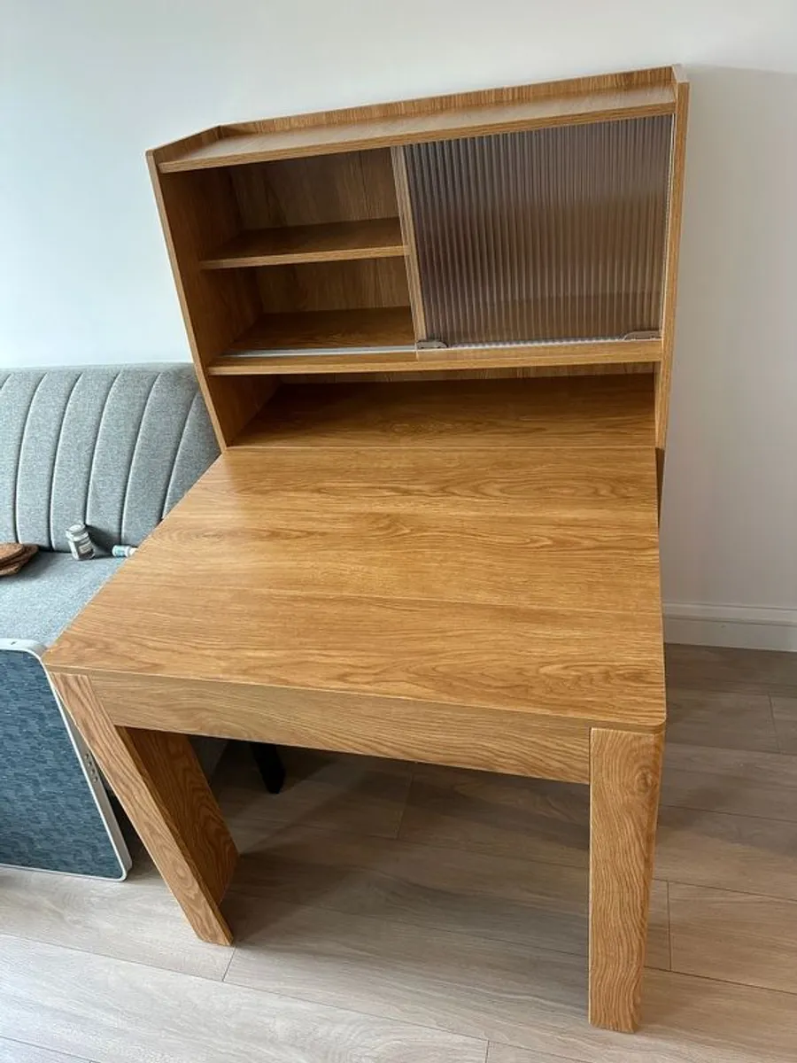 Extendable Dining Table, Natural, Rustic Style With Sideboard - Image 4