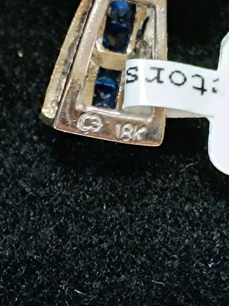 18k White Gold Sapphire & Diamond Cross Pendant - Image 3