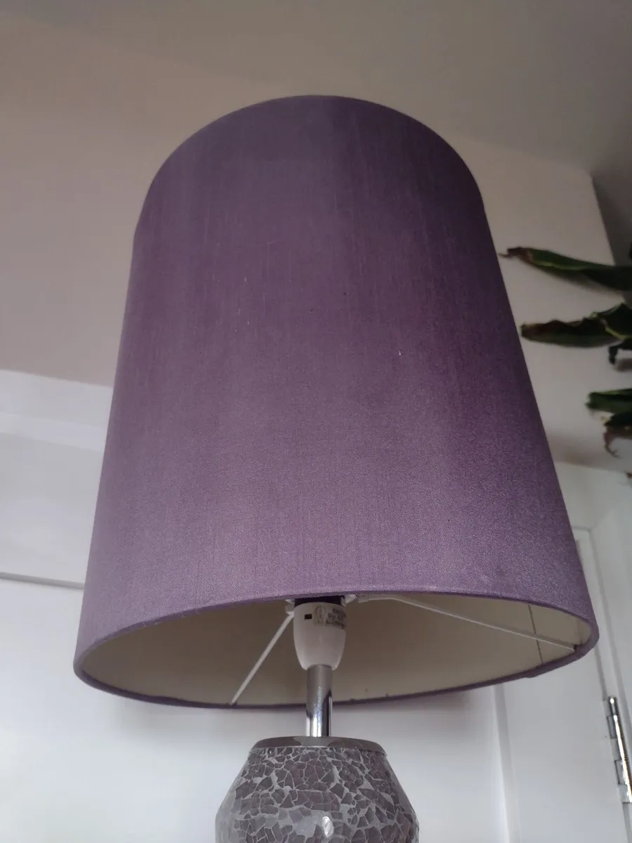 Tall heavy chrome floor lamp with shade - Image 4