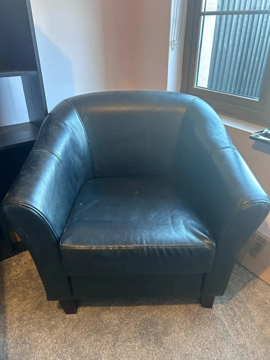 Black Leather Bucket Chair