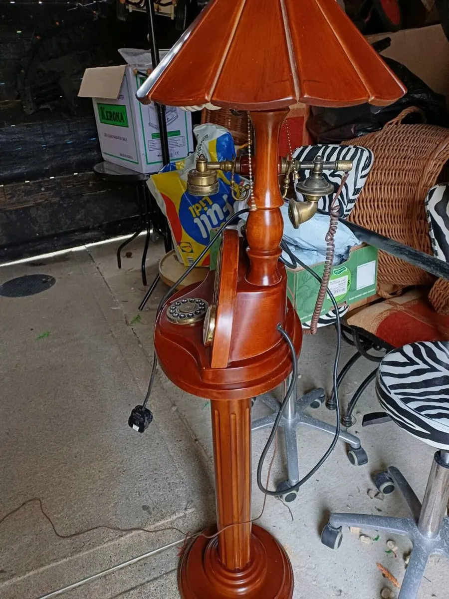 Vintage Wooden Pedestal Telephone/Lamp - Image 4