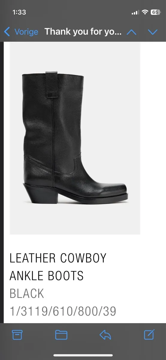 New! Zara leather biker boots size 37