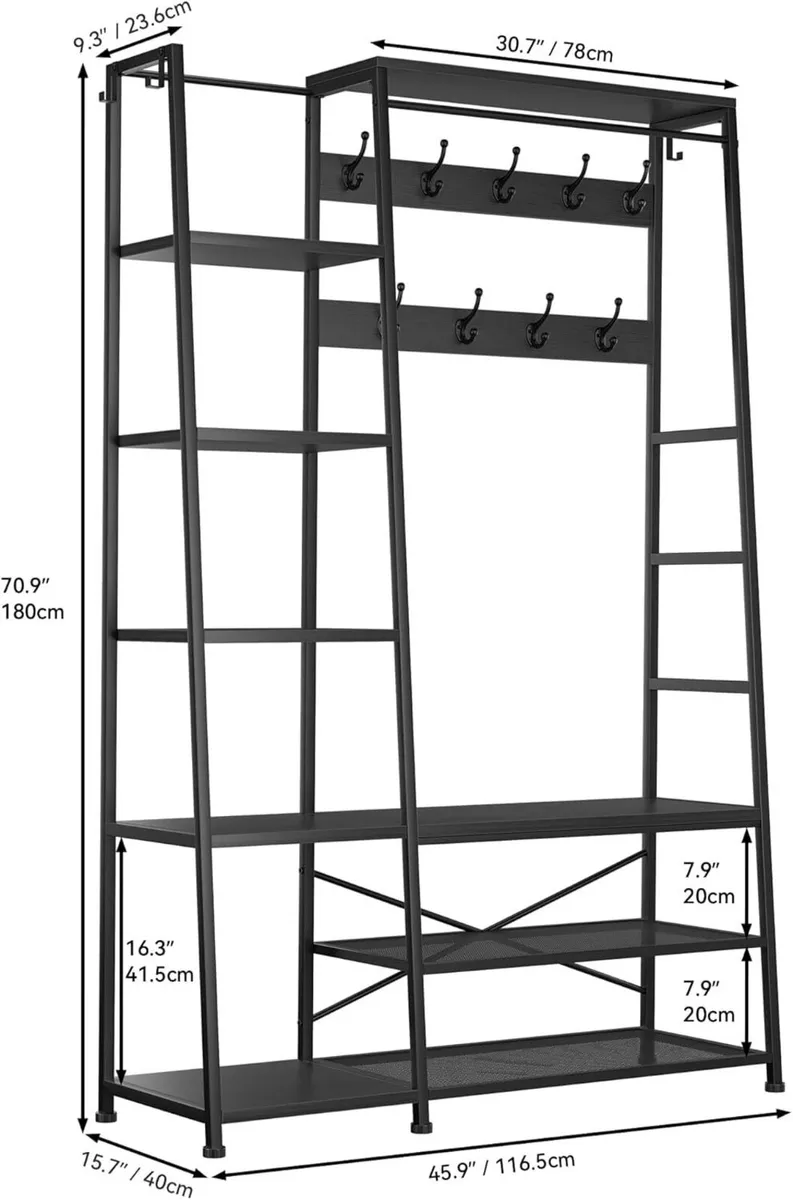 Coat Rack Stand with Shoe Storage Floorstanding - Image 2