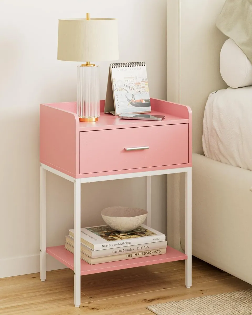 Bedside Table 3-tier Modern with Storage Drawer - Image 1