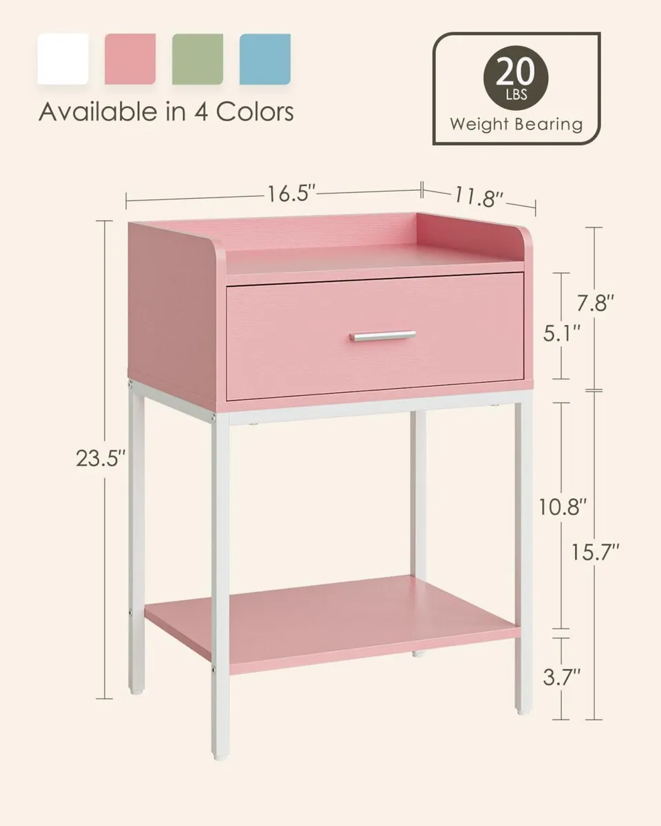Bedside Table 3-tier Modern with Storage Drawer - Image 2